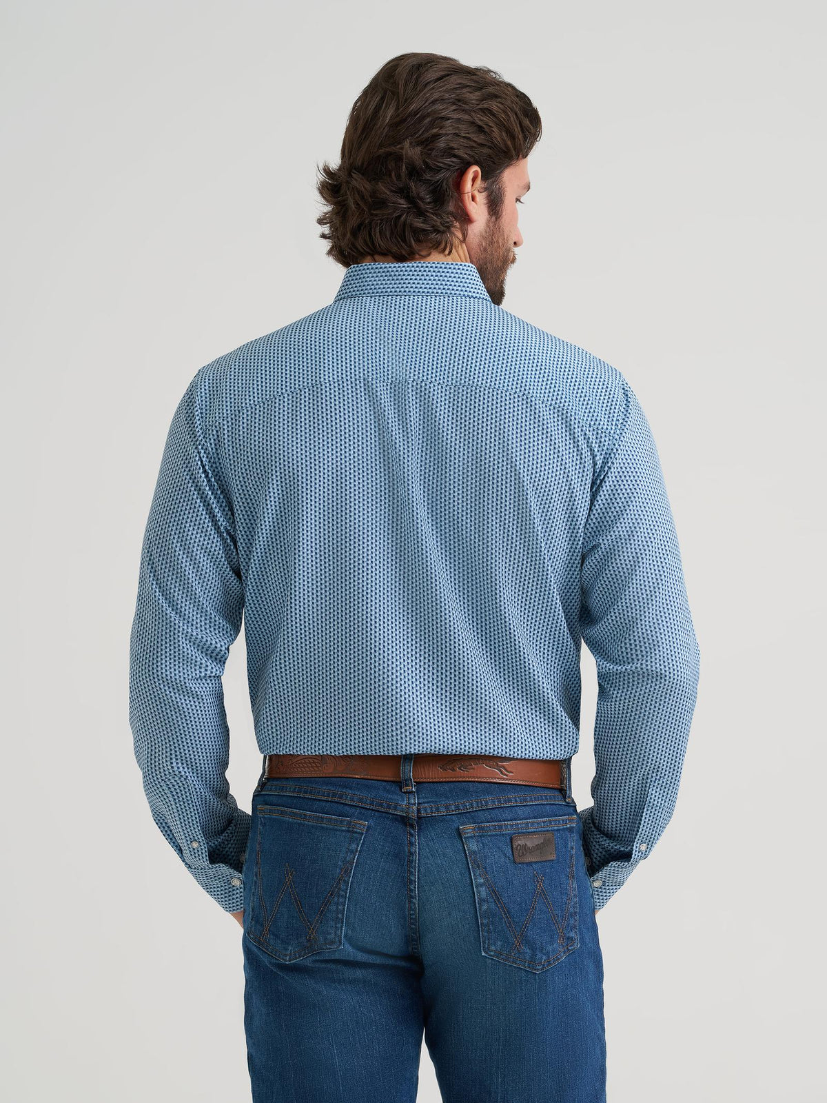 Wrangler Mens X Cody Johnson Long Sleeve Performance Shirt - Classic Fit - Buttons Blue - view 4