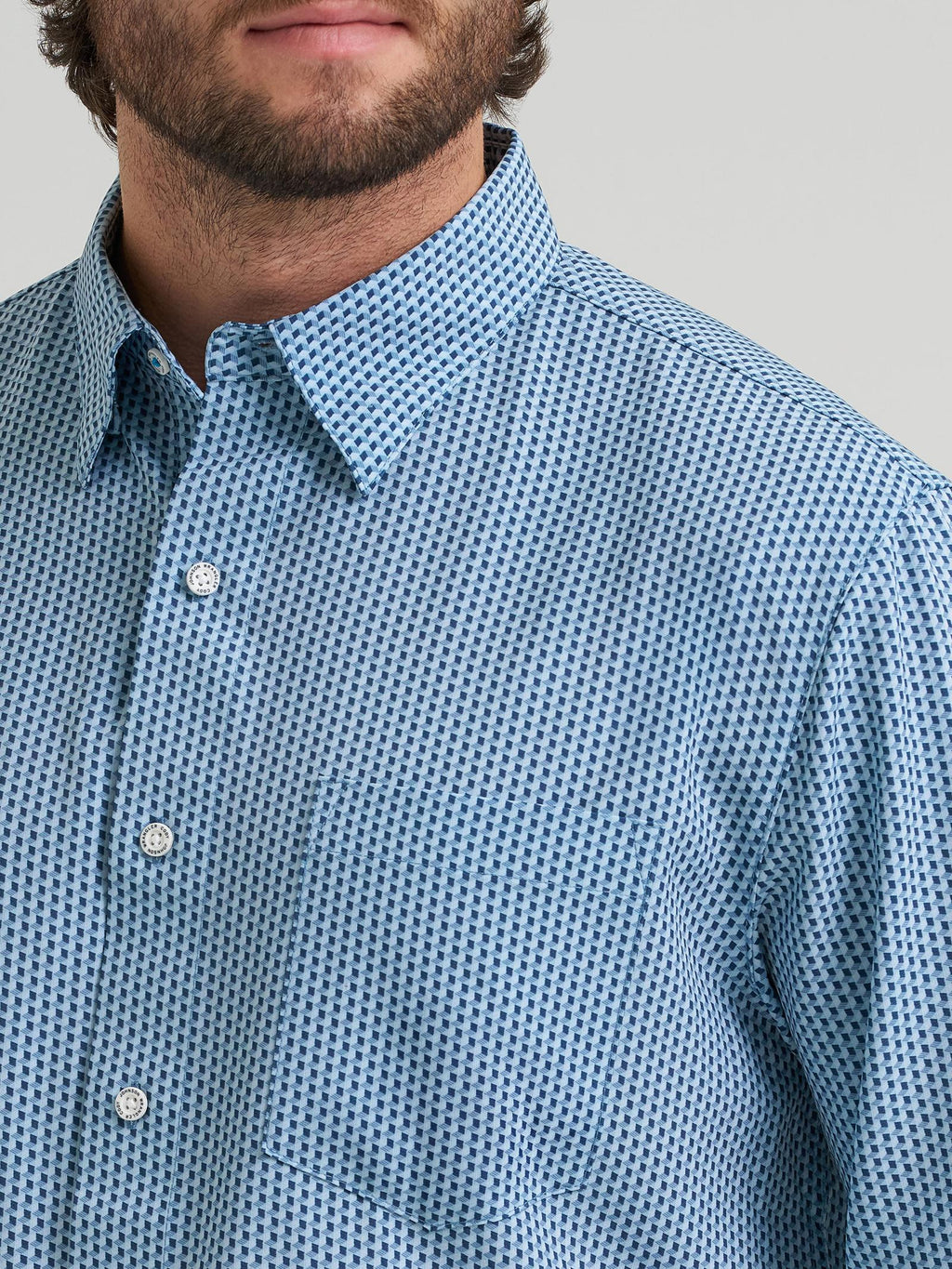 Wrangler Mens X Cody Johnson Long Sleeve Performance Shirt - Classic Fit - Buttons Blue - view 5