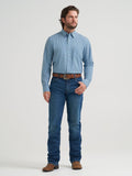 Wrangler Mens X Cody Johnson Long Sleeve Performance Shirt - Classic Fit - Buttons Blue 112381622