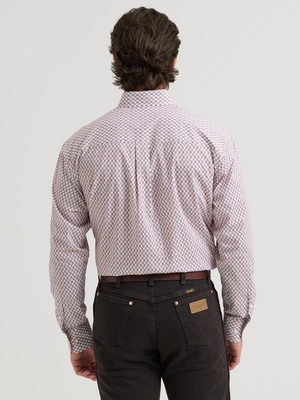 Wrangler Mens Classic Long Sleeve Shirt - Relaxed Fit Red - view 3
