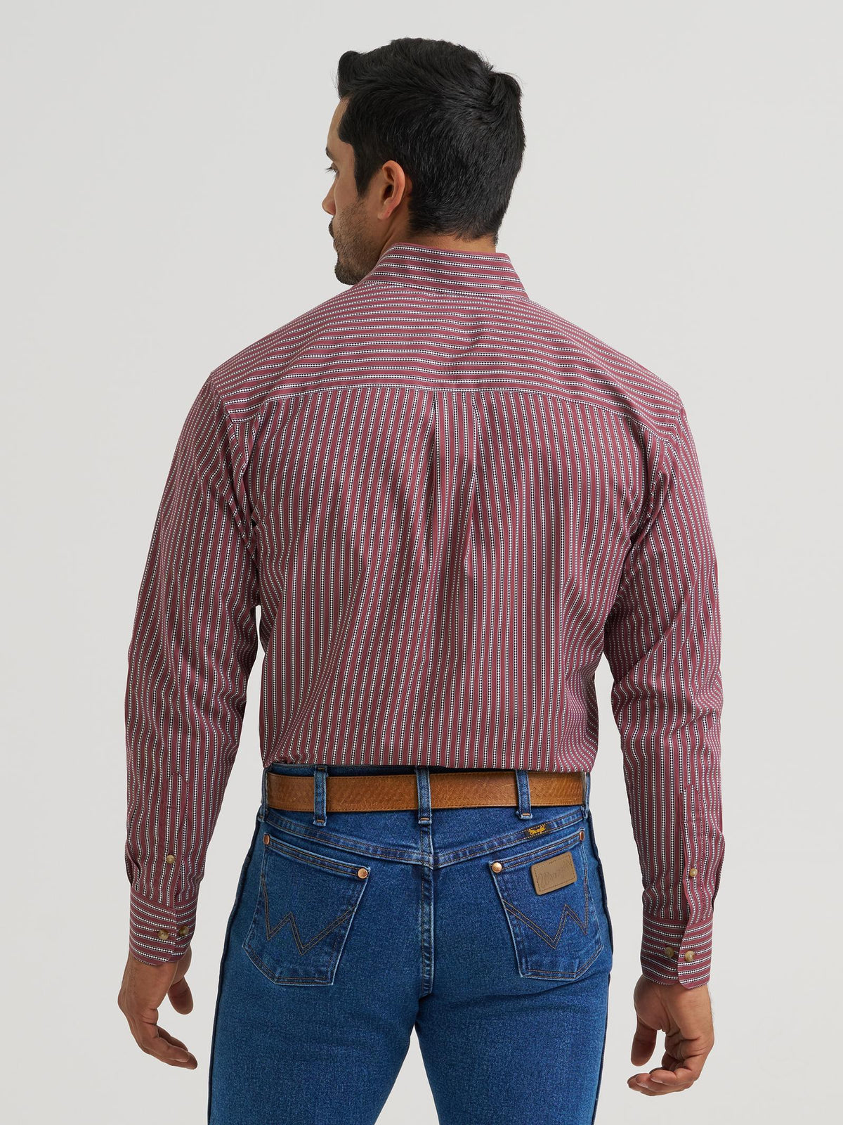 Wrangler Mens Classic Long Sleeve Shirt - Relaxed Fit Red - view 4