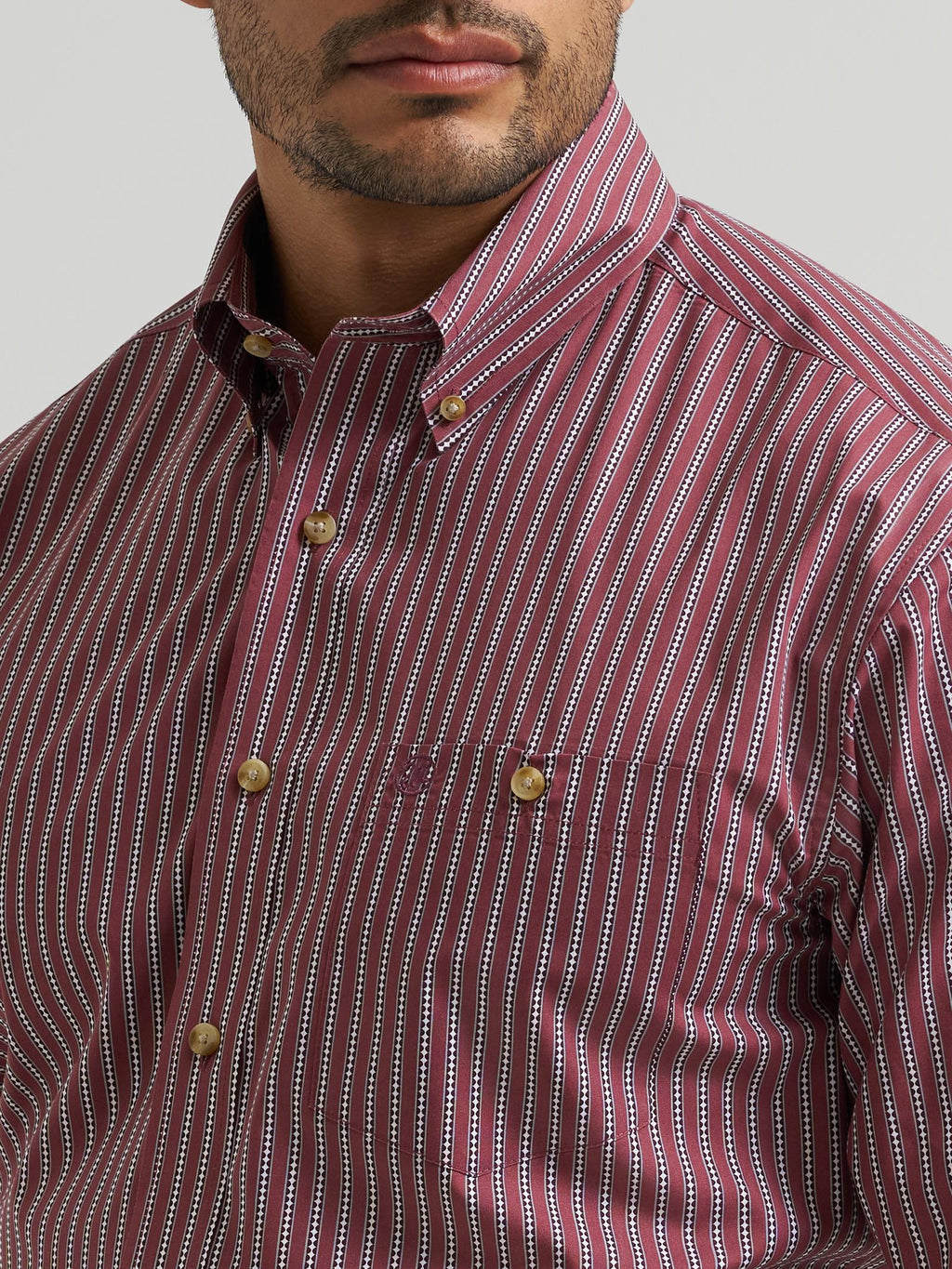Wrangler Mens Classic Long Sleeve Shirt - Relaxed Fit Red - view 5