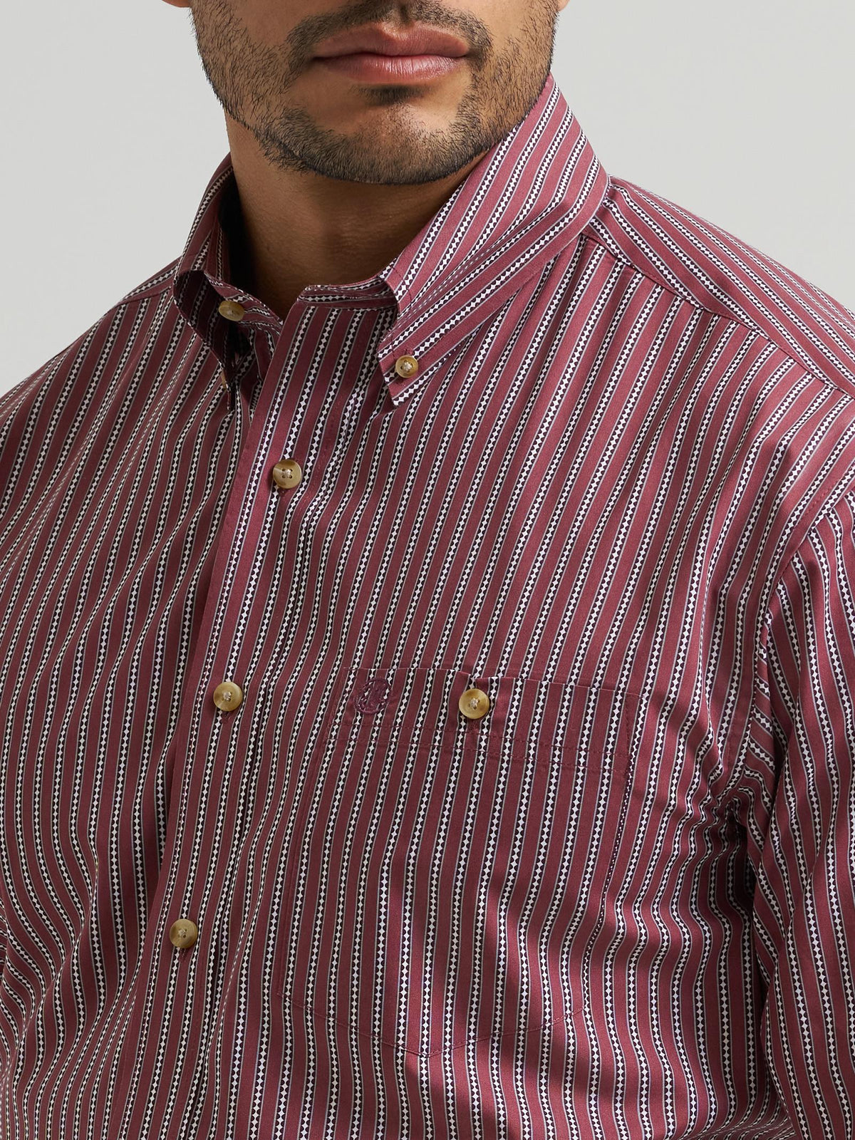 Wrangler Mens Classic Long Sleeve Shirt - Relaxed Fit Red - view 5