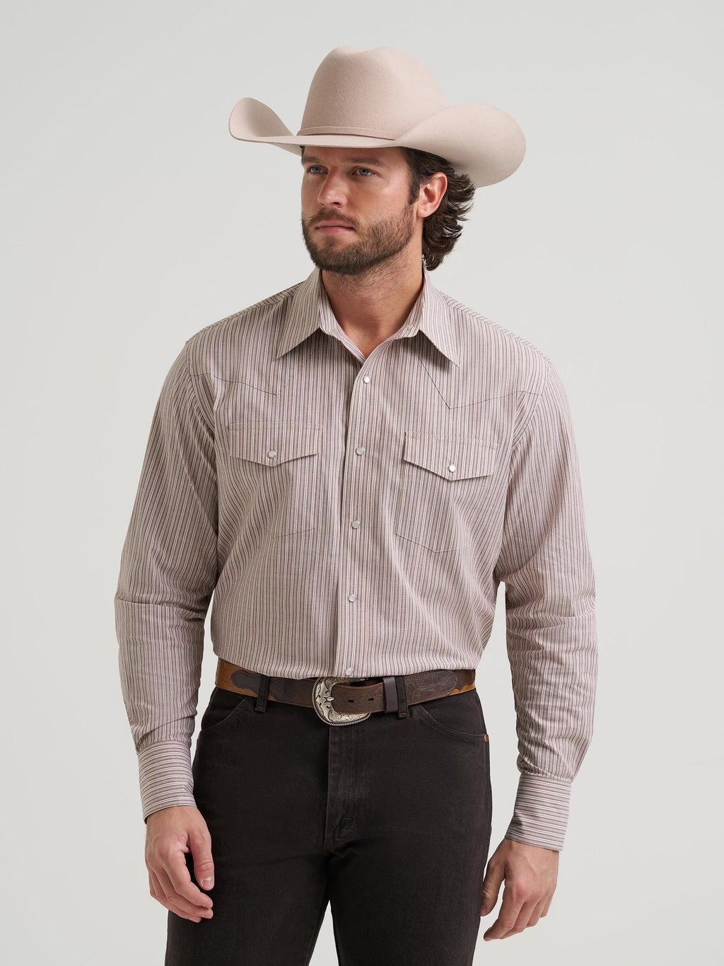 Wrangler Mens Wrinkle Resist Long Sleeve Shirt Wine - view 2