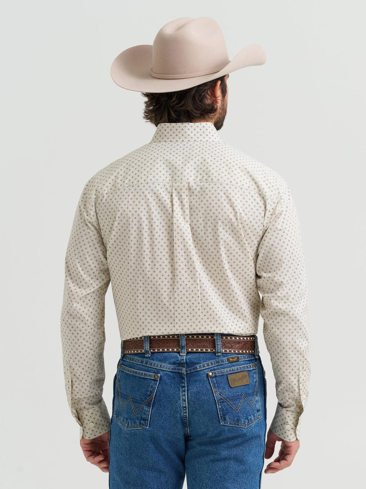 Wrangler Mens George Strait Collection One Pocket Long Sleeve Shirt Brown - view 3