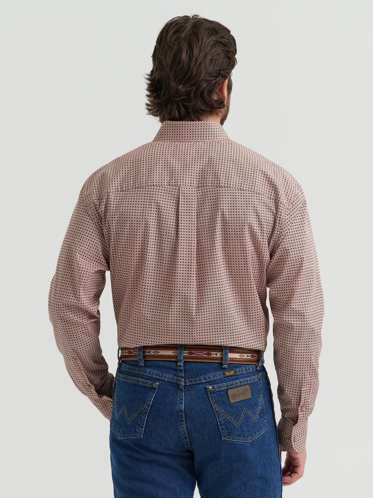 Wrangler Mens George Strait Collection One Pocket Long Sleeve Shirt - Relaxed Fit Rust - view 3