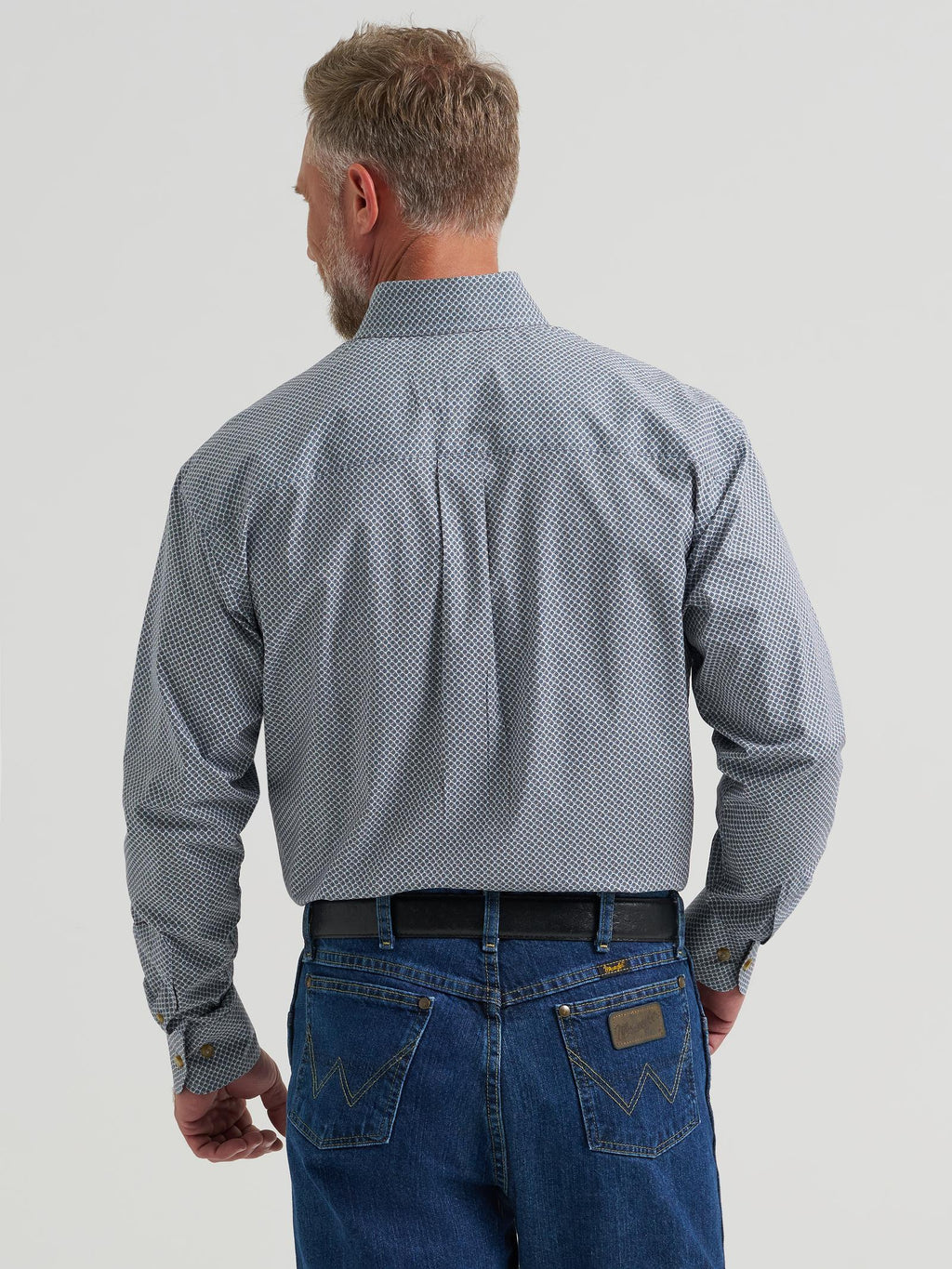 Wrangler Mens George Strait Collection One Pocket Long Sleeve Shirt - Relaxed Fit Blue Multi - view 3