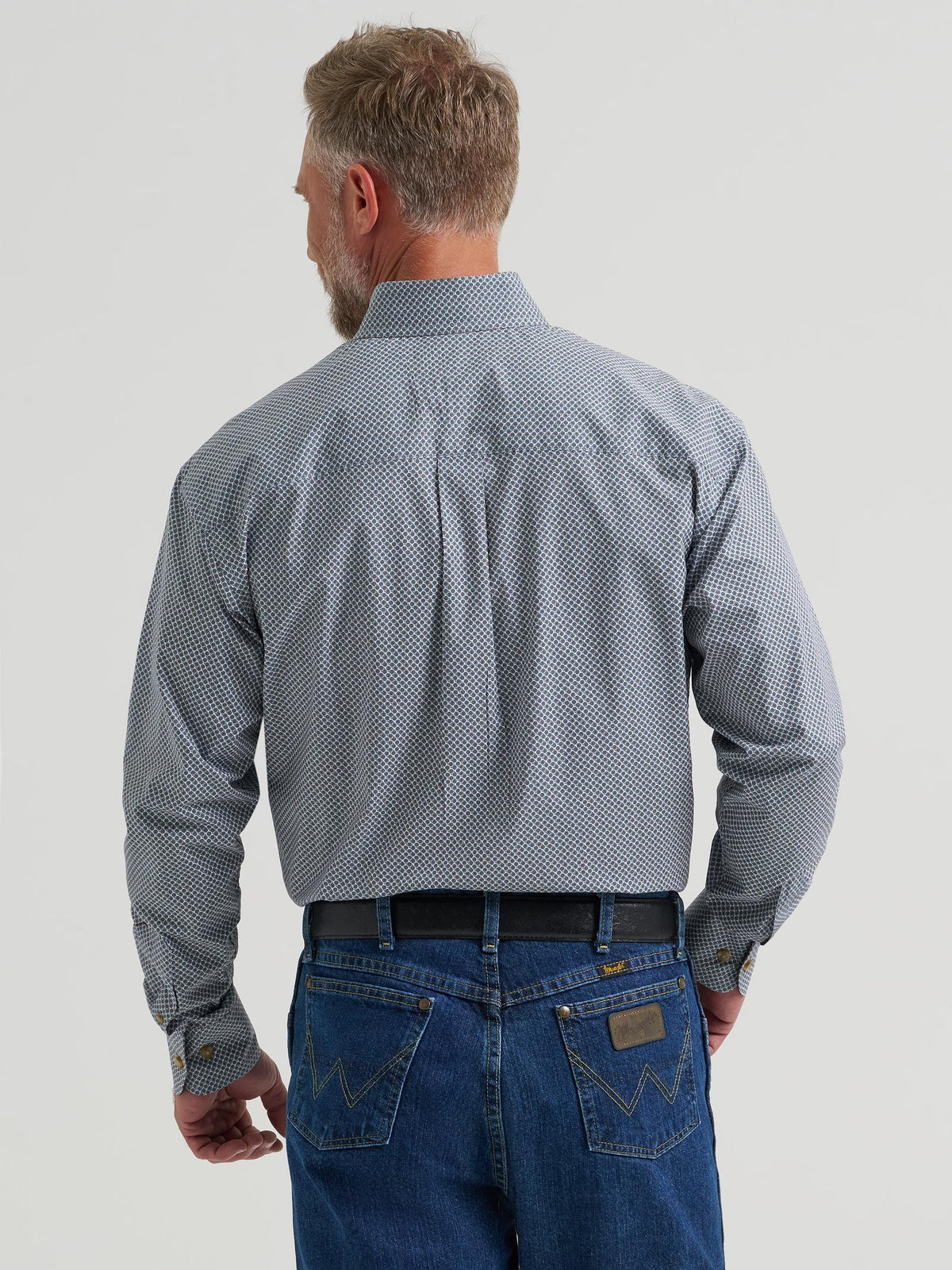 Wrangler Mens George Strait Collection One Pocket Long Sleeve Shirt - Relaxed Fit Blue Multi - view 3