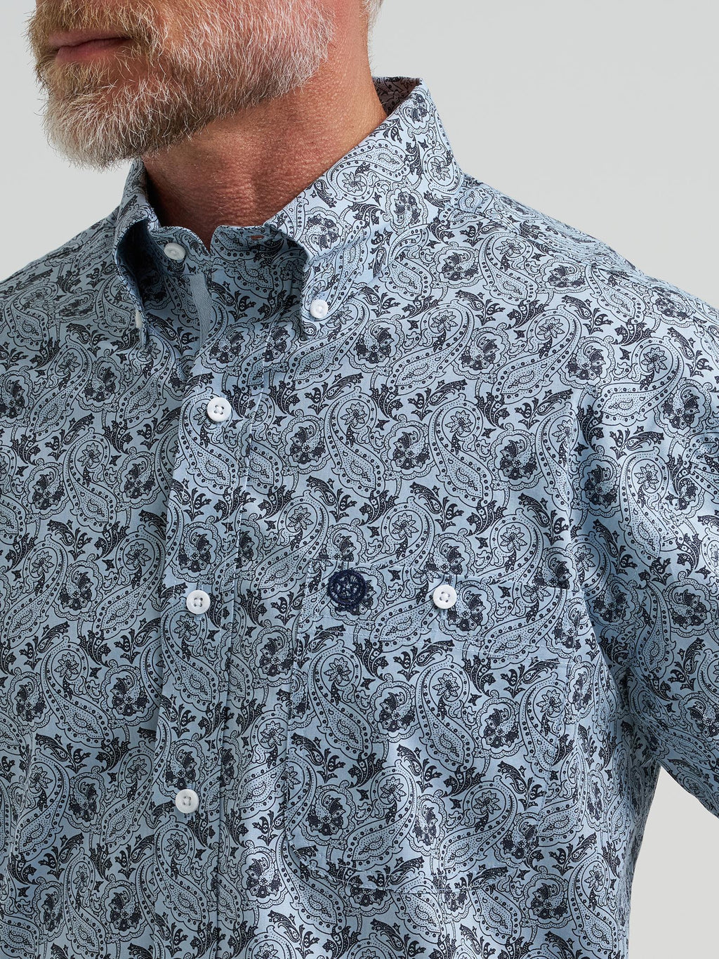 Wrangler Mens George Strait Collection One Pocket Long Sleeve Shirt - Relaxed Fit Blue - view 4