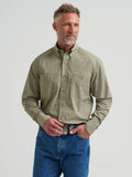 Wrangler Mens George Strait Collection Two Pocket Long Sleeve Shirt - Relaxed Fit Olive 112381972