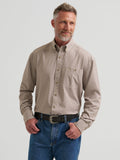Wrangler Mens George Strait Collection Performance One Pocket Long Sleeve Shirt - Relaxed Fit Tan 112381976