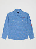 Wrangler Boys Logo Long Sleeve Shirt Blue 112381989
