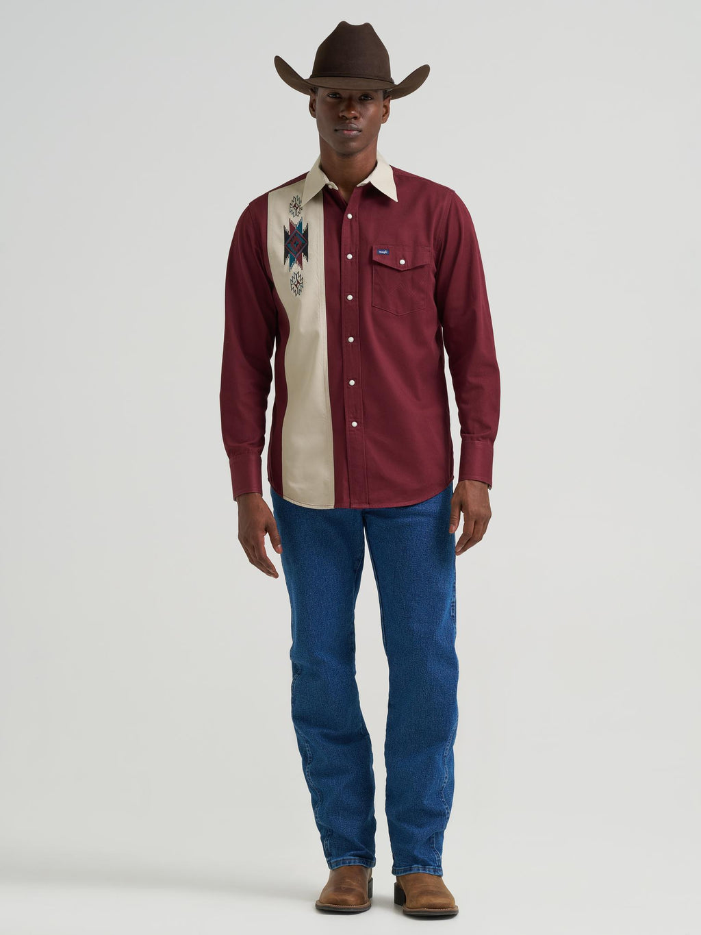 Wrangler Mens Vintage Inspired Long Sleeve Shirt - Classic Fit Red 112382000
