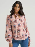 Wrangler Womens Retro Americana Tie Blouse Pink 112382520