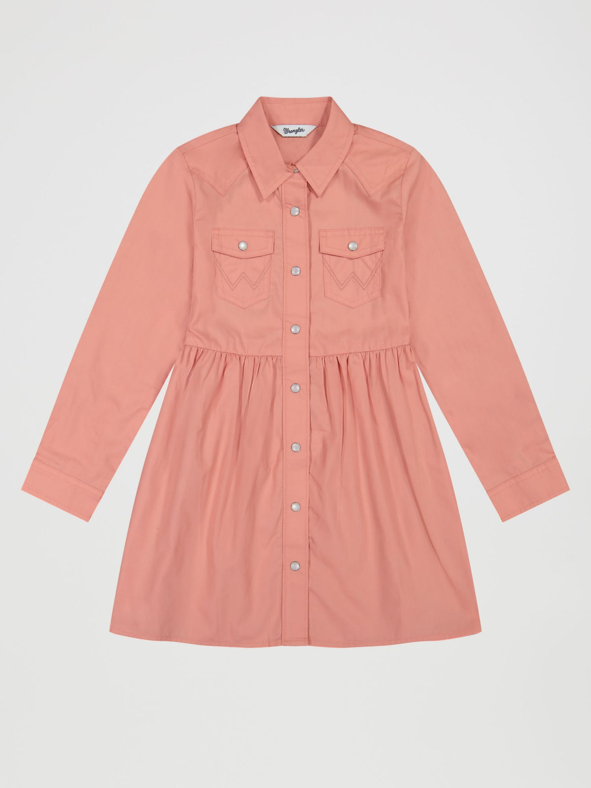 Wrangler Girls Long Sleeve Snap Dress Coral 112382659
