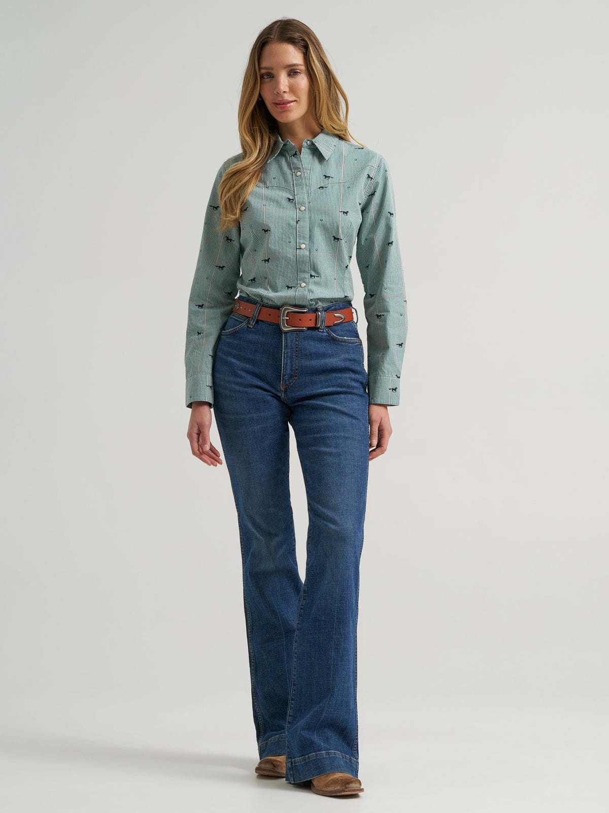 Wrangler Womens Retro Vintage Western Snap Shirt Teal - view 3