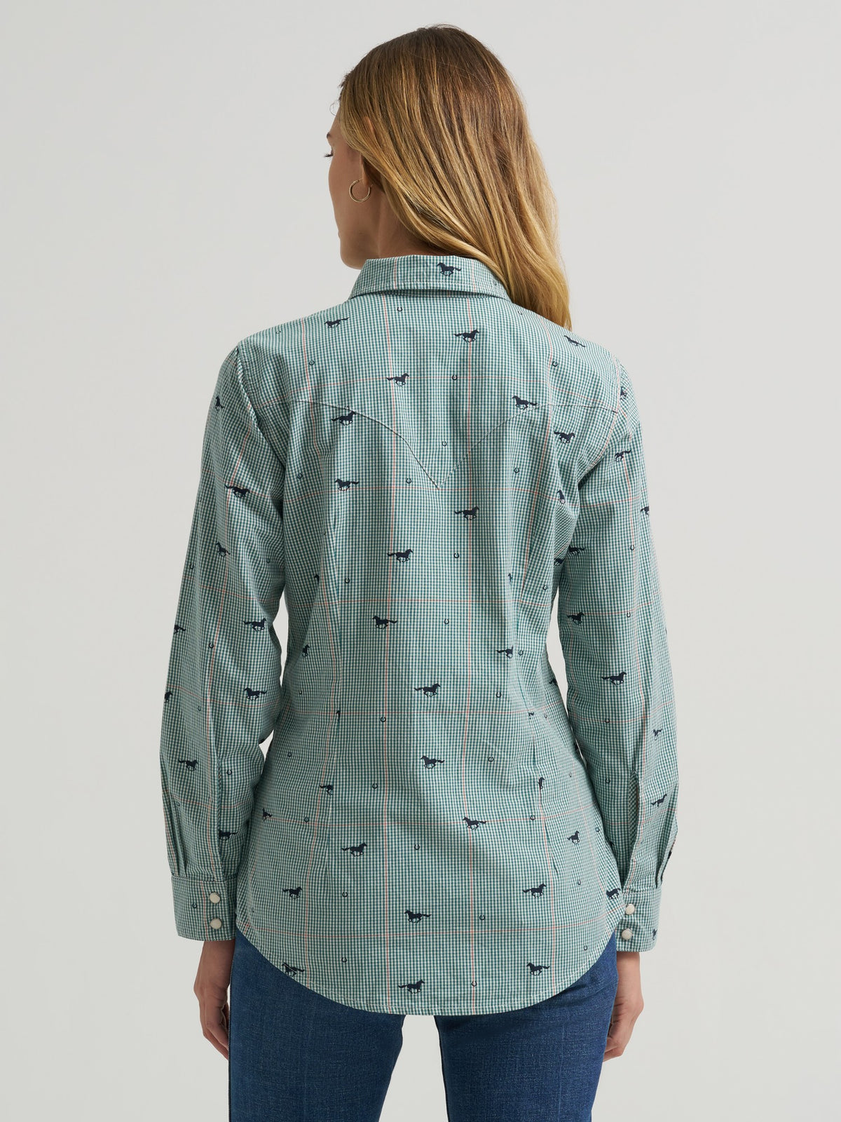 Wrangler Womens Retro Vintage Western Snap Shirt Teal - view 4