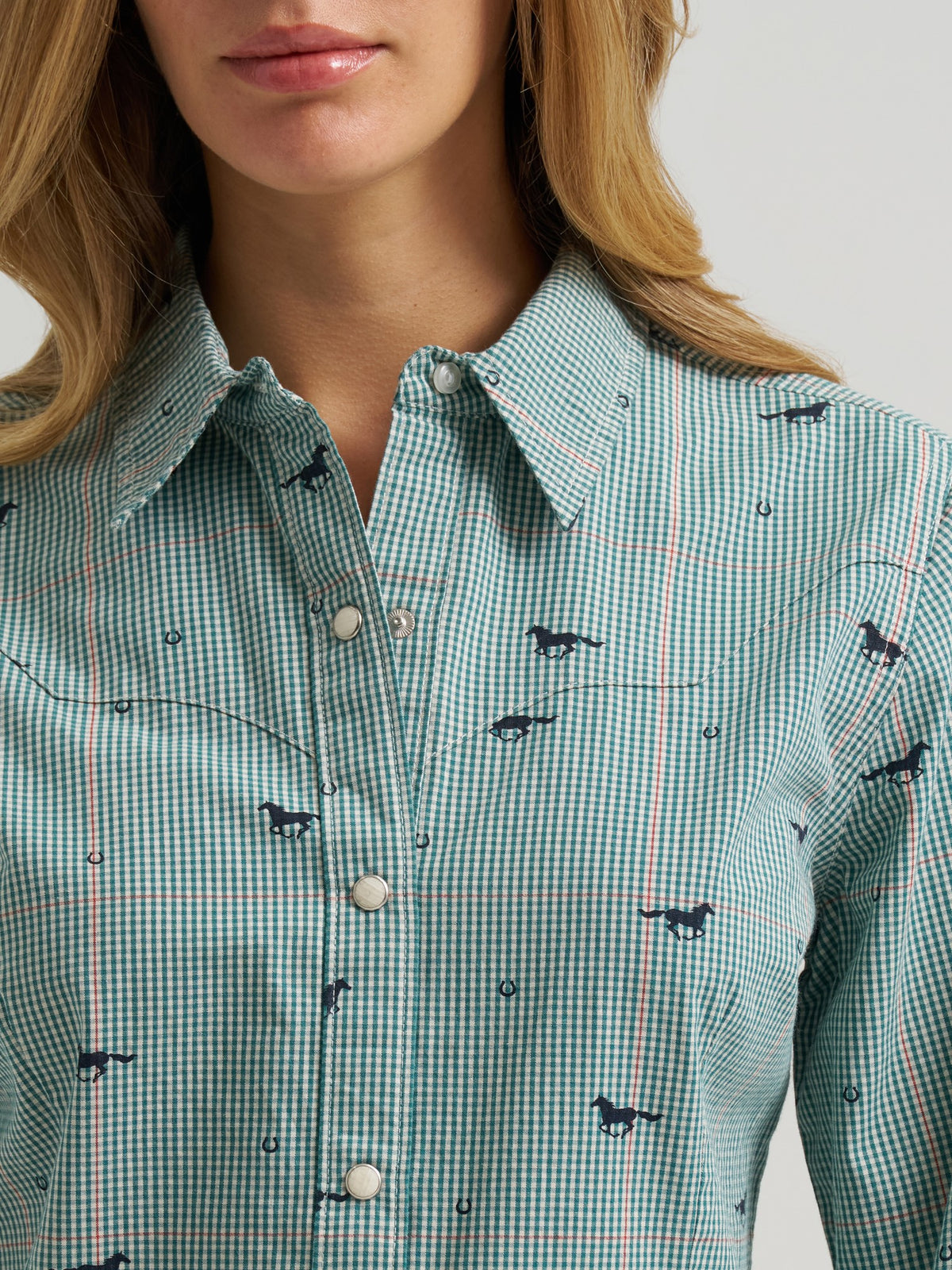 Wrangler Womens Retro Vintage Western Snap Shirt Teal - view 5
