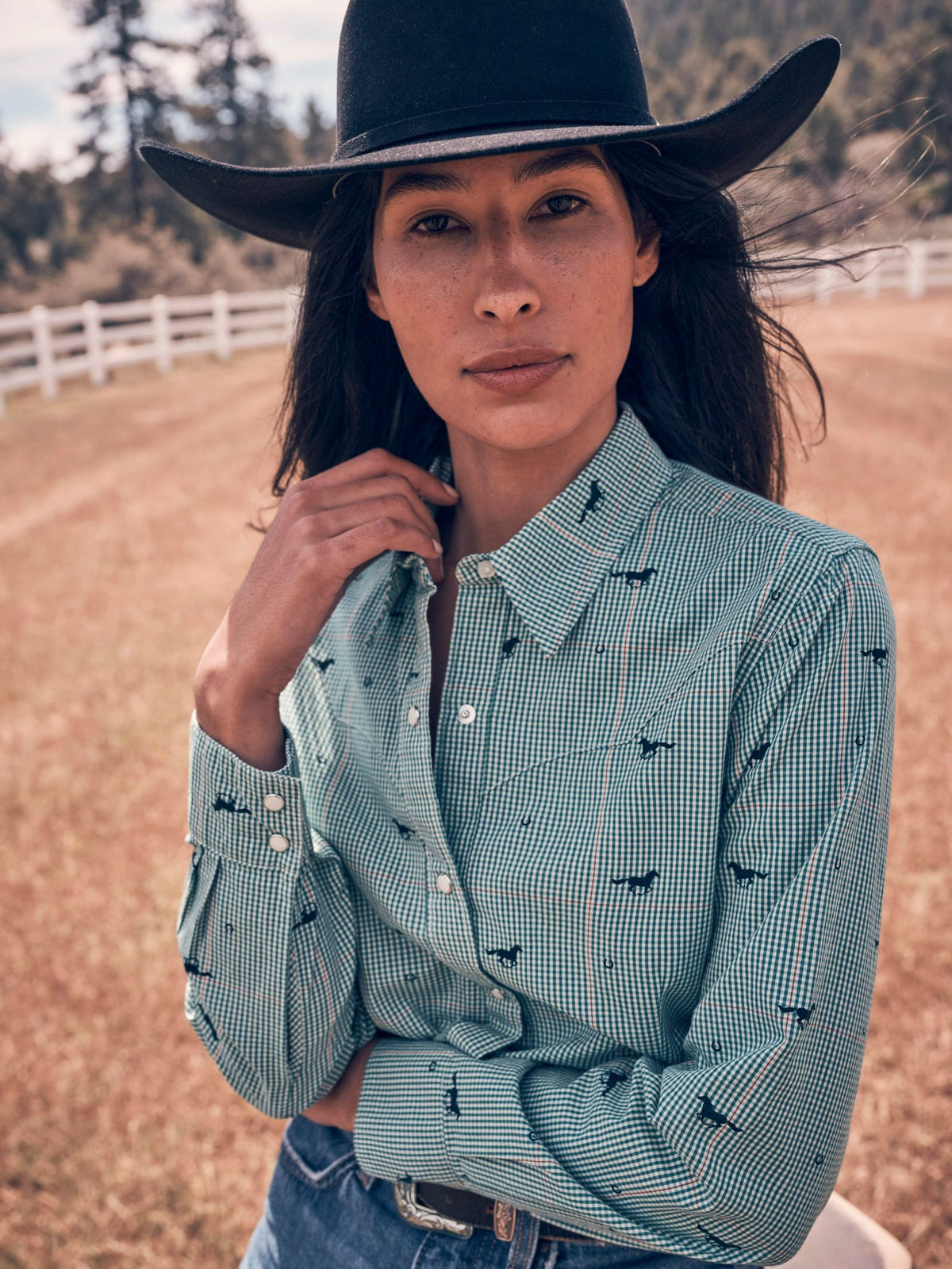 Wrangler Womens Retro Vintage Western Snap Shirt Teal 112382671