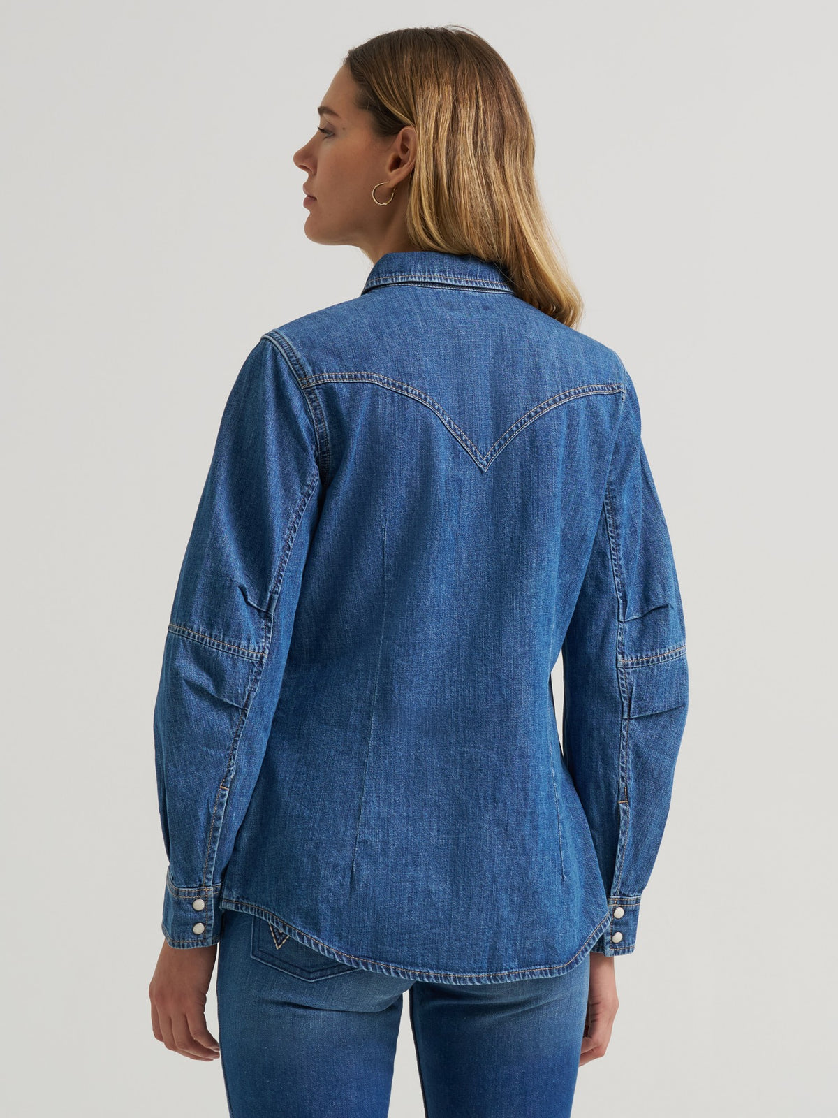 Wrangler Womens Retro Americana Western Denim Snap Shirt Blue - view 3
