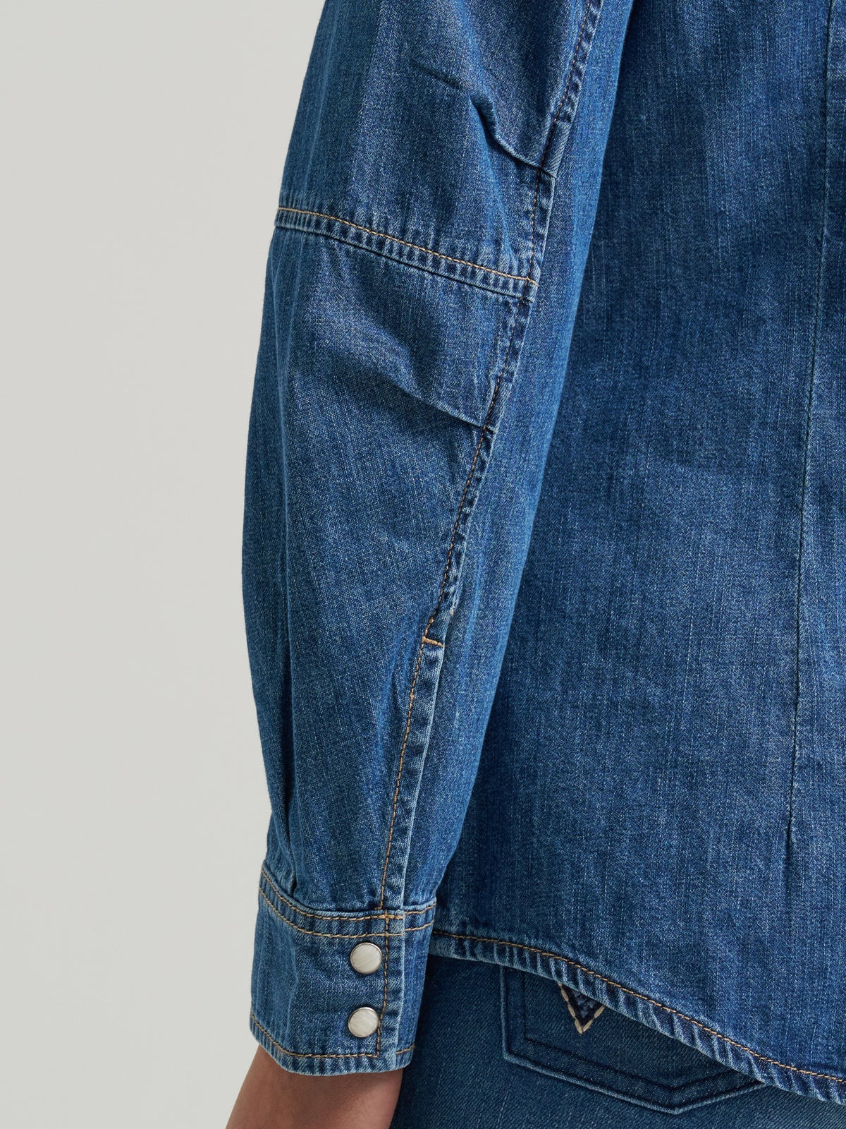 Wrangler Womens Retro Americana Western Denim Snap Shirt Blue - view 5