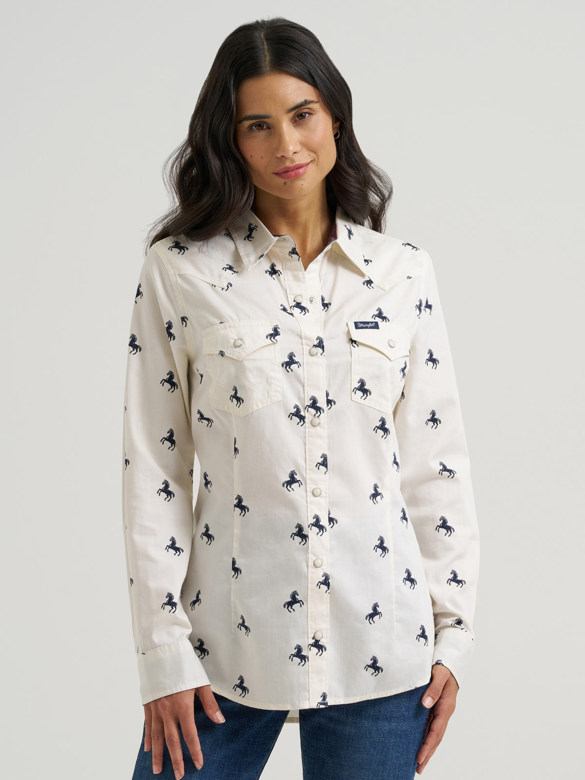 Wrangler Womens Retro Western Dress Snap Shirt Cream - view 2