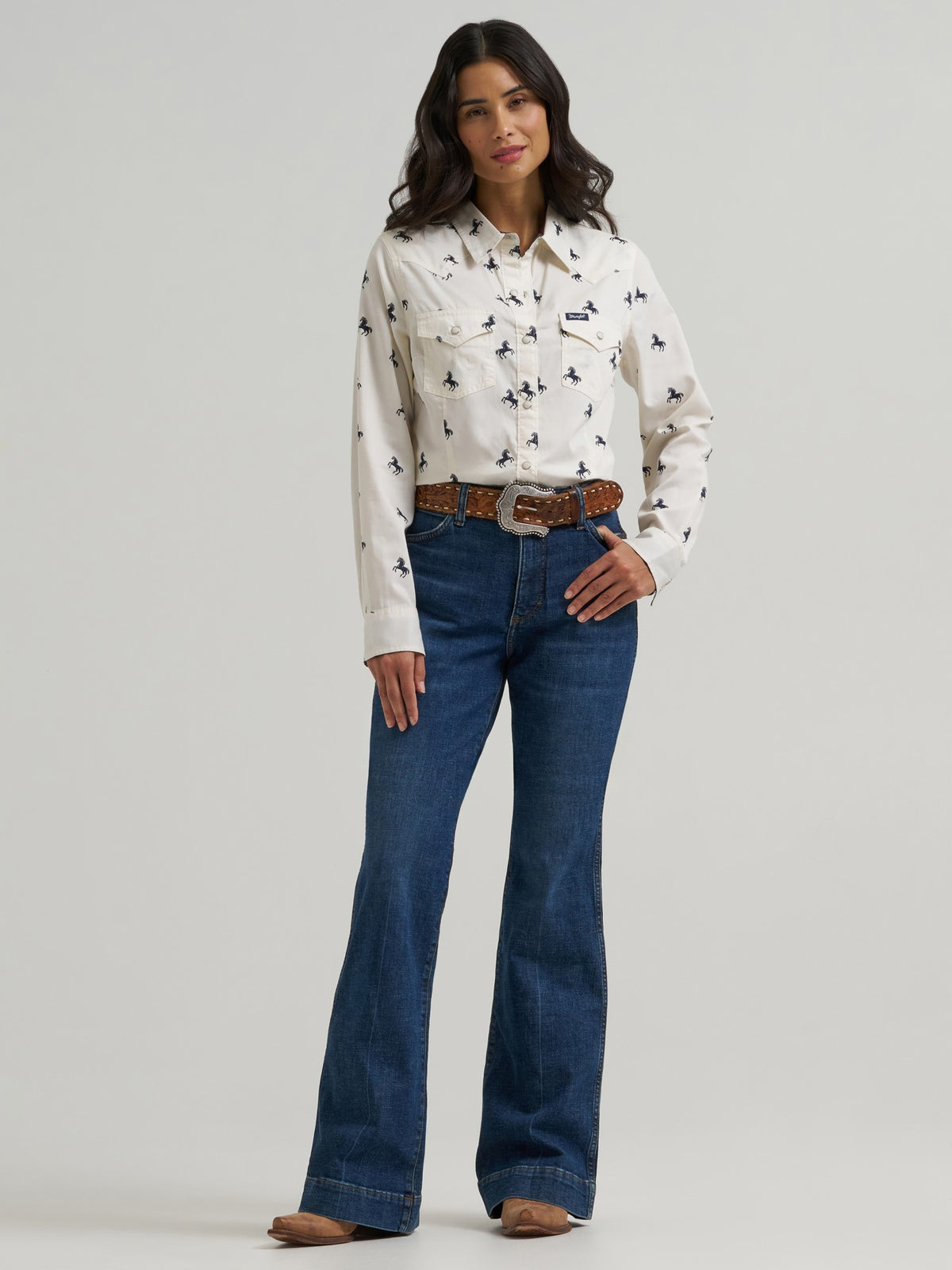 Wrangler Womens Retro Western Dress Snap Shirt Cream - view 3