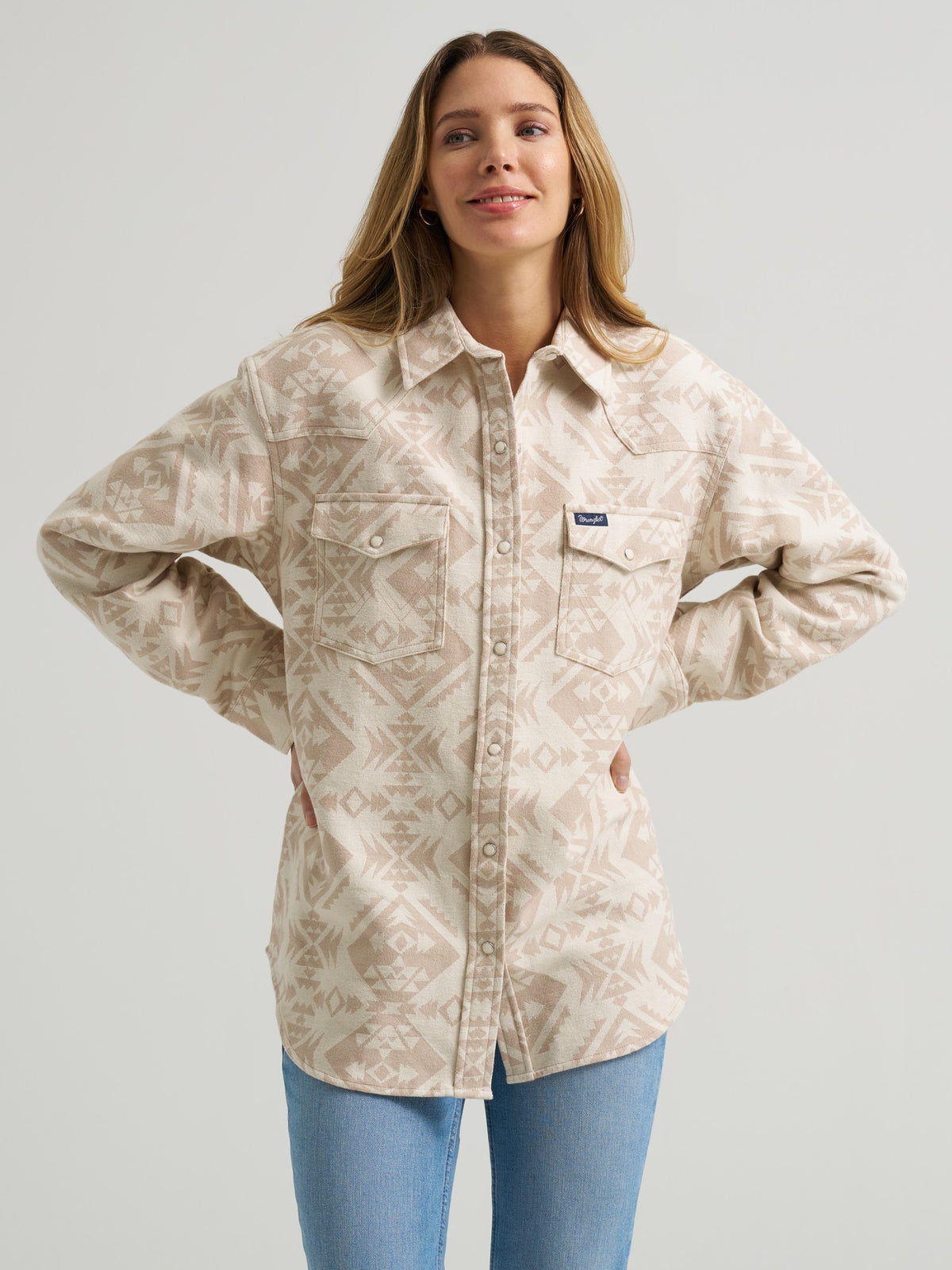 Wrangler Womens Retro Americana Boyfriend Snap Shirt Tan - view 2