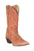 Laredo Womens Distressed Dark Brown Goat Inlay Western Cowgirl Boot-52108