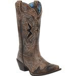Laredo Womens Lucretia Brown/black Inlay W/rivet Western Cowgirl Boot-52133