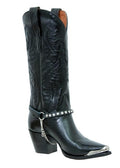Almax Black With Rhinestones Boot Straps-530-ST-BLA