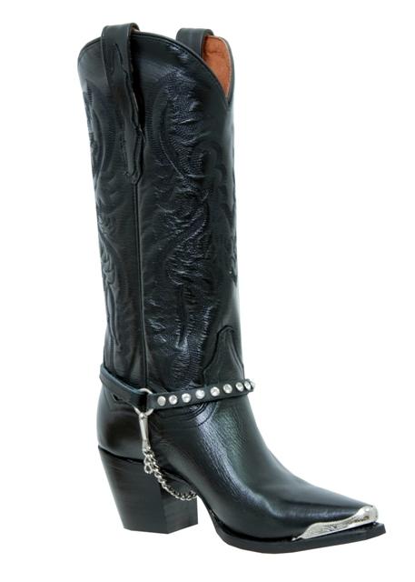 Almax Black With Rhinestones Boot Straps-530-ST-BLA