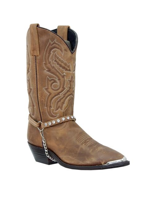 Almax Brown With Rhinestones Boot Straps-530-ST-BRO