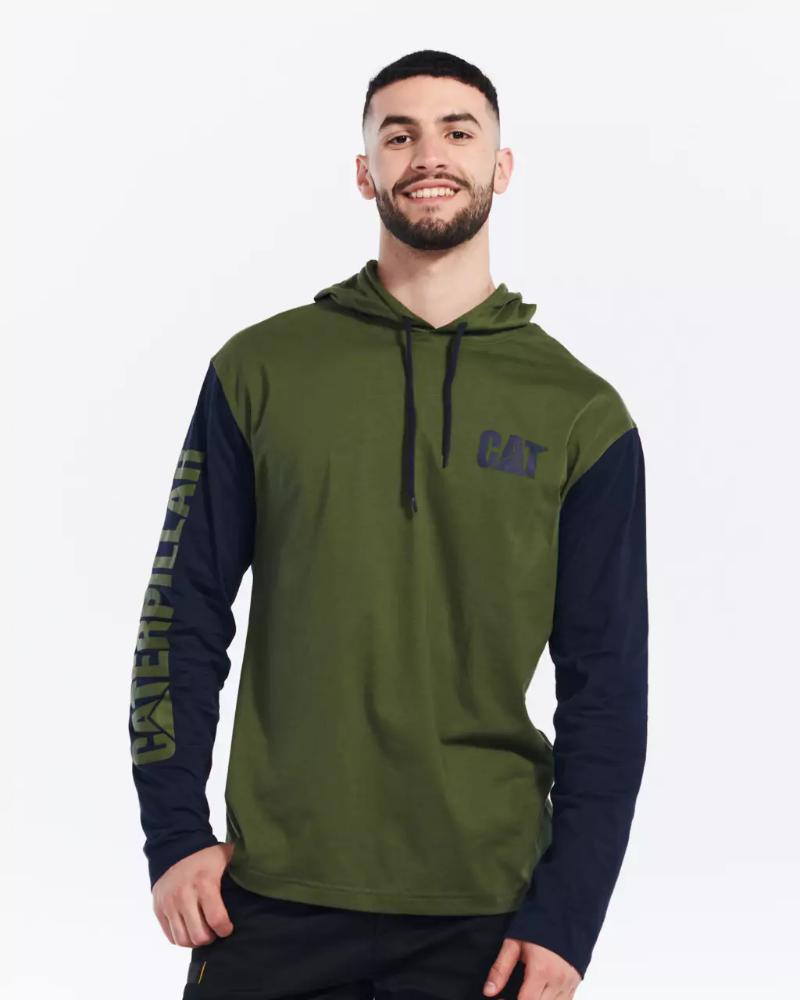 Caterpillar Cat Clothing Trademark Banner Hooded Tee-1510425-12369