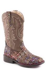 Roper Kids Children Glitter Aztec Brown Mul-18-1225-2986BR