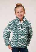 Roper Kids 1/4 Zippolar Fuzzy Fleece Grn - Green-298-250-6156GR
