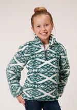 Roper Kids 1/4 Zippolar Fuzzy Fleece Grn - Green-298-250-6156GR