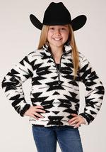 Roper Kids 1/4 Zippolar Fuzzy Fleece Azt 6172BL - Blue-298-250-6172BL