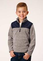 Roper Kids 1/4 Zip Polar Fleece Brn - Brown-397-692-6148BR