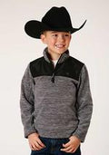 Roper Kids 1/4 Zip Polar Fleece Grey 6149GY - Grey-397-692-6149GY