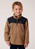 Roper Kids 1/4 Zip Polar Fleece Brown - Brown-397-692-6150BR