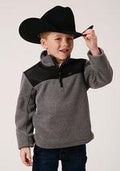 Roper Kids 1/4 Zip Polar Fleece Grey 6151GY - Grey-397-692-6151GY