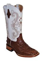 Ferrini Womens Boots Prnt Caiman Sq Choc/Wht-90493-09