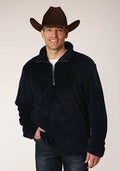 Roper Mens Fuzzy Polar Fleece Pullover - Burgundy-97-250-6157BU