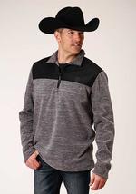 Roper Mens Mirco Fleece 1/4 Zip Black/Grey - Grey-97-692-6149GY