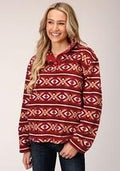 Roper Womens Polar Fleece Berry Aztec - Wine-98-250-6165WI