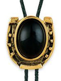 Western Express Inc Bolo-Gold Horseshoe Onyx Stone-BT-1602