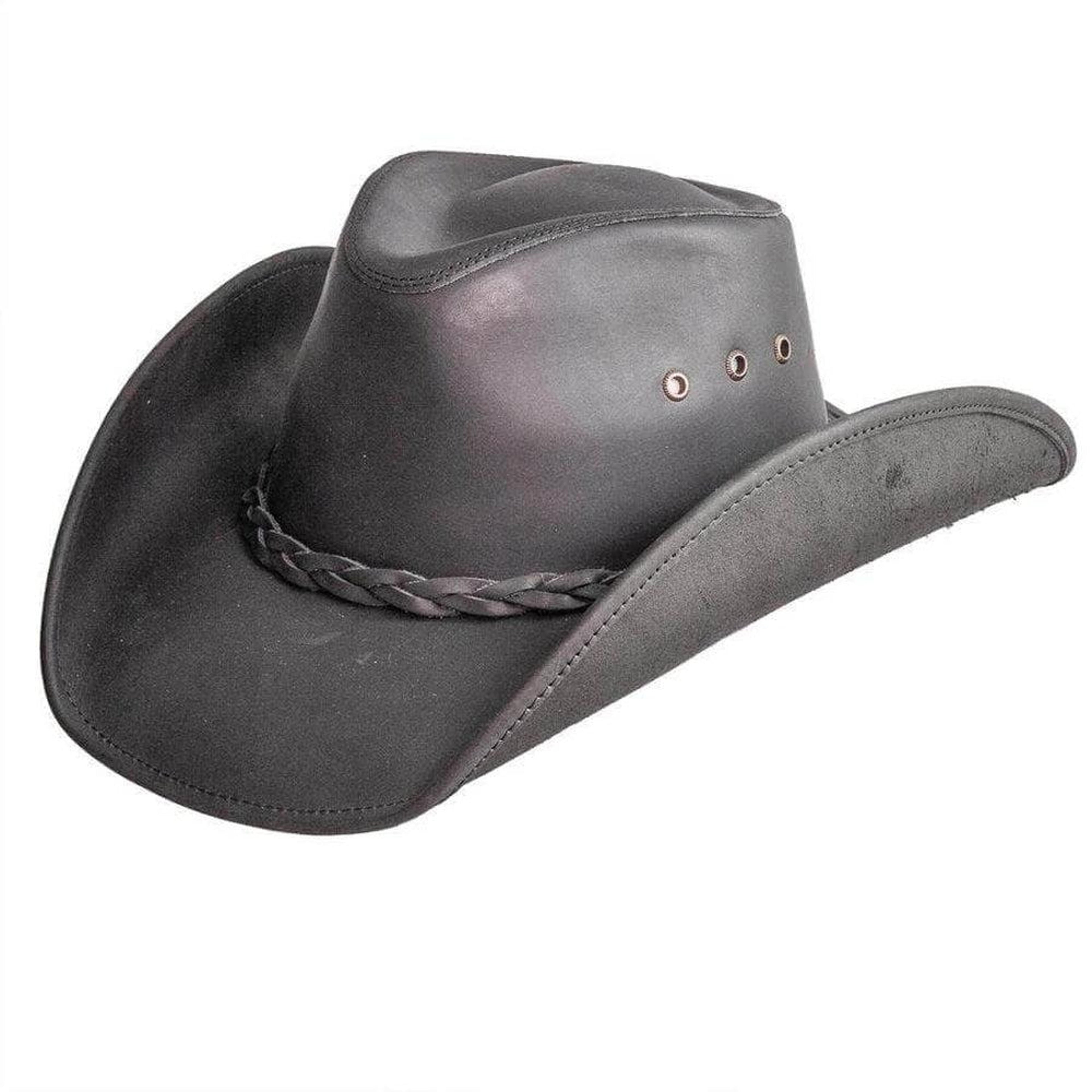 American Hat Maker Hollywood Black Leather Hat-HOLLYWOOD-BLK