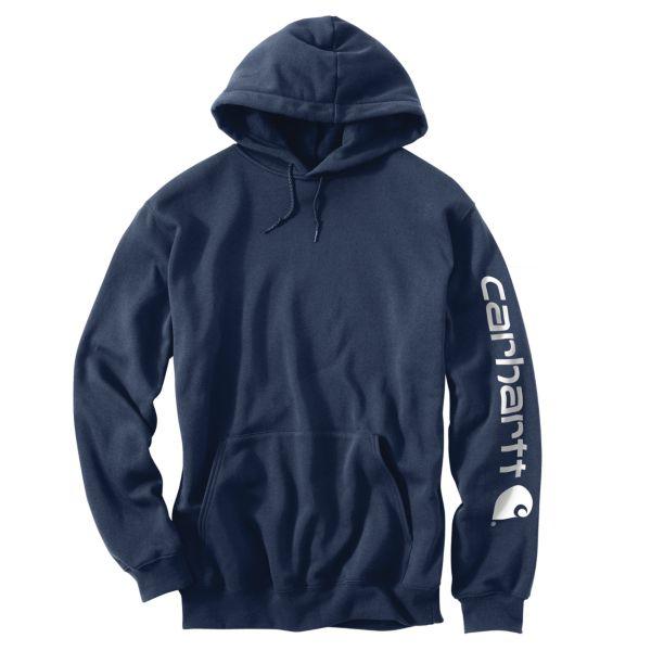 Carhartt Mens Loose Fit Midweight Logo Sleeve Graphic Hoodie Navy-K288-472