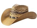 Western Express Inc Straw-Concho Tan/Blk Weave-LIN-102